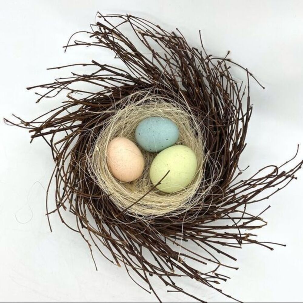 Spring Easter Bird’s Nest With Colorful Eggs Decoration